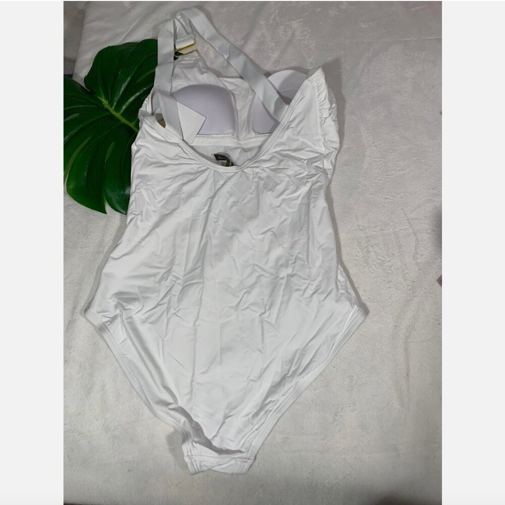 NWT Tommy Bahama Pearl‎ One Shoulder U Ring One Piece Swimsuit White [SZ 10 ] - Picture 6 of 10